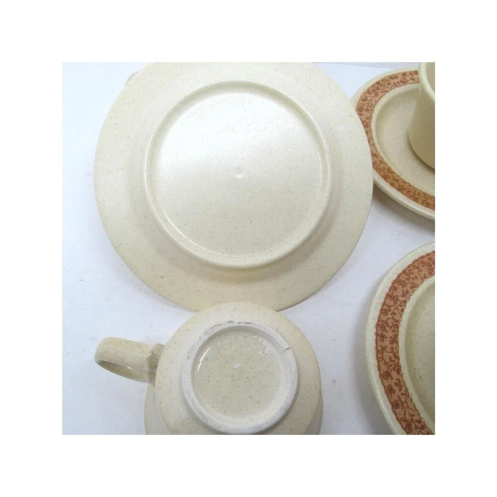 Anchor Hocking Ginger Ironstone Cups & Saucers 4 Sets